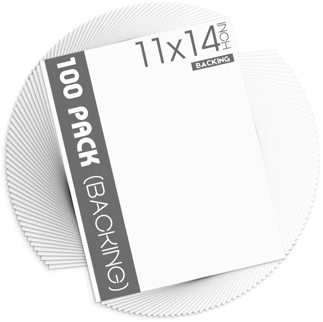 Main image of Mat Board Center 100 Pack White Backing Boards, 11x14 Backboards for Frame 4-ply Thickness Matte Backer Boards for Art Prints, Cardboard Ideal for Photos, Pictures, Crafts