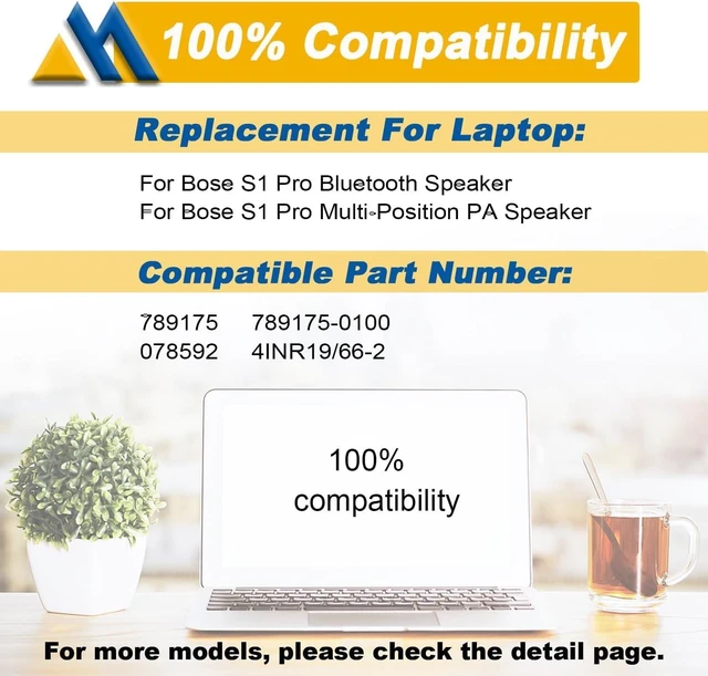 Alt view image 6 of 7 - 789175 078592 Battery Replacement for Bose S1 Pro Battery Pack 789175-0100 789175-0110 789175-0010 14.8V 81.4Wh 5500mAh