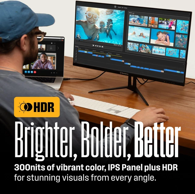 Alt view image 2 of 7 - 22 Inch FHD 1080P IPS 120Hz Computer & Gaming Monitor with HDR 1ms Adaptive Sync for Work or Gaming HDMI DP VGA Inputs 300 Nits Preset Game Modes HDR Built-in Speakers Eye Care Technology
