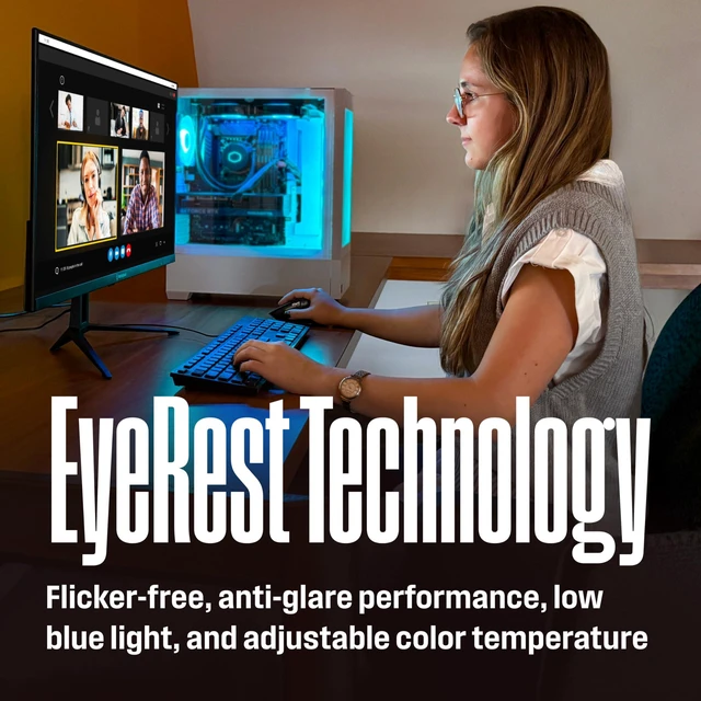 Alt view image 6 of 7 - 22 Inch FHD 1080P IPS 120Hz Computer & Gaming Monitor with HDR 1ms Adaptive Sync for Work or Gaming HDMI DP VGA Inputs 300 Nits Preset Game Modes HDR Built-in Speakers Eye Care Technology