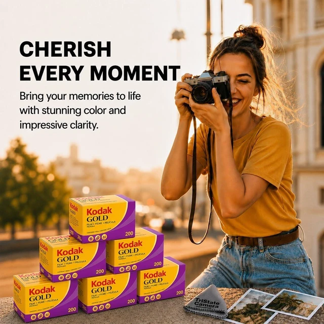 Alt view image 4 of 5 - Gold 200 35mm Color Negative Film (6-Pack) 24 Exposures per Roll, ISO 200, Daylight-Balanced Print Film + TSC Microfiber Cloth
