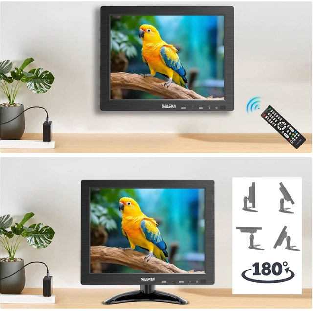 Alt view image 5 of 7 - 9.7 Inch Small Monitor 1024x768 Portable Monitor 4:3 Screen Display with HDMI VGA AV BNC USB Port, 60Hz, VESA, Built-in Speaker, Remote Control for PC Computer Laptop RasPi
