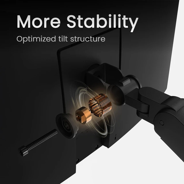 Alt view image 3 of 7 - ErgoArm BSL01 VESA Desk Mount for Screens up to 40" & 24 lbs. Black VESA compatible 75×75, 100×100. Fits desk thickness 1050mm. Top mounting - clamp & grommet. Preset tension for quick setup