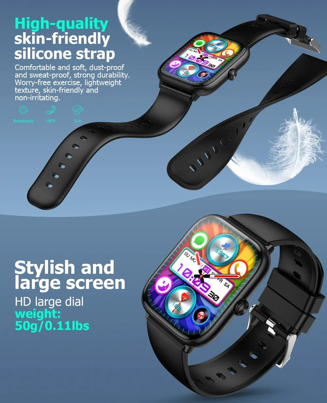 Alt view image 6 of 7 - Premium Smart Watch Men, 2.06" HD AMOLED AOD Answer/Make Call Heart Rate/Blood Pressure/SpO2/Sleep/Stress Monitor, IP68 Waterproof Activity Tracker, Pedometer, 118 Sports, Android/iPhone
