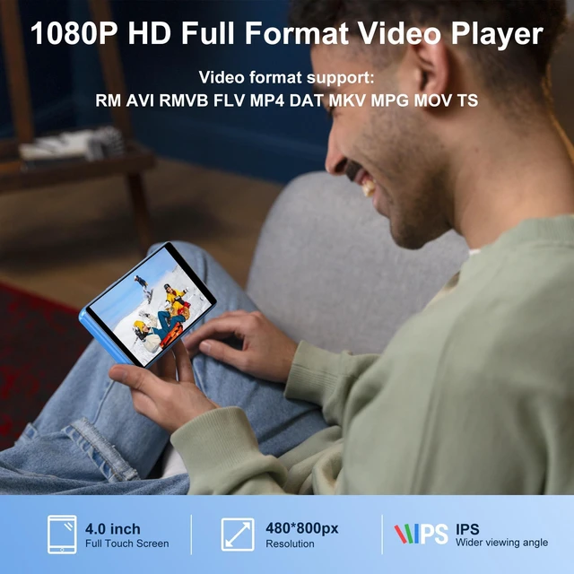 Alt view image 7 of 7 - MP3 Player with Bluetooth and WiFi - M503Pro 16GB Music Player with 4.0-inch Touch Screen,Spotify,Pandora, Music, Android MP4 Player for Kids with Libby,Audible,Spotify Kids,FM Radio Blue