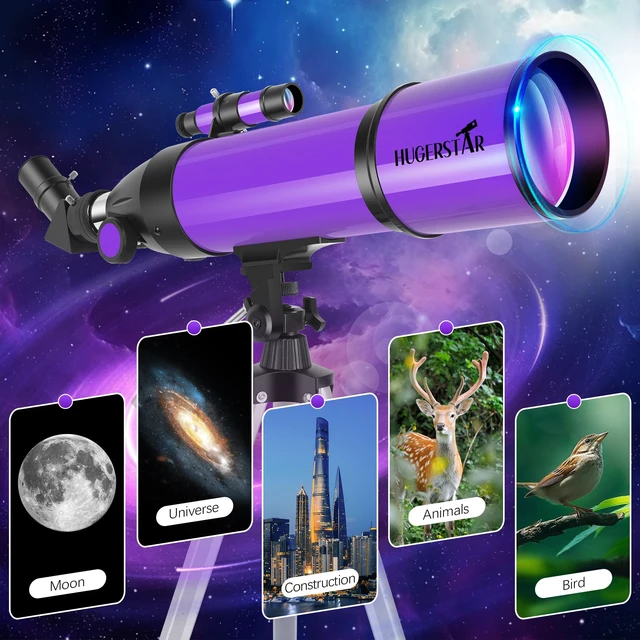 Alt view image 7 of 7 - Telescope, Telescope for Adults & Kids & Astronomy Beginners, 80mm Aperture 600mm Portable Refractor Telescopes FMC Optics with AZ Mount Tripod, Phone Adapter, Moon Filter and Carrying Bag