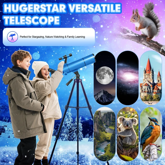 Alt view image 7 of 7 - Telescope for Adults & Kids, 80mm Aperture 500mm (20X-150X) Professional Refractor Telescope for Astronomy Beginners, Portable Travel Telescopes with Tripod Phone Adapter, Stickers, Backpack