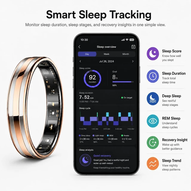 Alt view image 5 of 7 - Slim Smart Ring for Women & Men, Ultra Thin Health Tracker Silver11# No Subscription Fee Smart Ring with Ultra-Thin Design, Sleep Tracking, Heart Rate Monitoring, Fitness Tracking & Comfort Plus