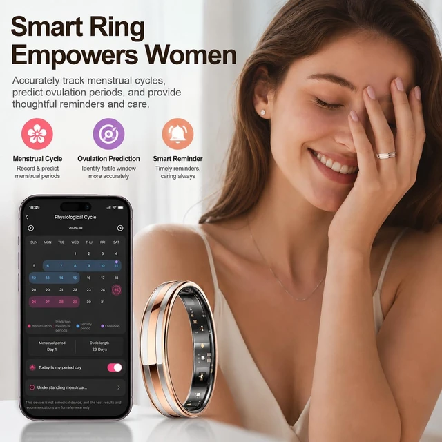 Alt view image 6 of 7 - Slim Smart Ring for Women & Men, Ultra Thin Health Tracker Silver11# No Subscription Fee Smart Ring with Ultra-Thin Design, Sleep Tracking, Heart Rate Monitoring, Fitness Tracking & Comfort Plus