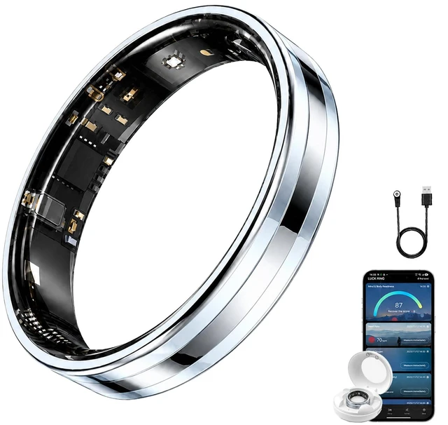 Main image of Slim Smart Ring for Women & Men, Ultra Thin Health Tracker Silver11# No Subscription Fee Smart Ring with Ultra-Thin Design, Sleep Tracking, Heart Rate Monitoring, Fitness Tracking & Comfort Plus