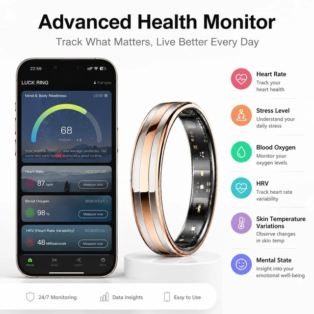 Alt view image 3 of 7 - Slim Smart Ring for Women & Men, Ultra Thin Health Tracker Silver11# No Subscription Fee Smart Ring with Ultra-Thin Design, Sleep Tracking, Heart Rate Monitoring, Fitness Tracking & Comfort Plus