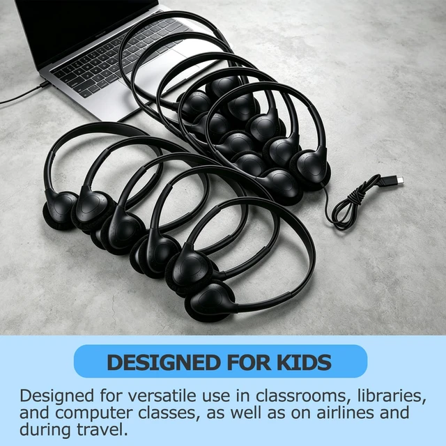 Alt view image 7 of 7 - 50 Pack USB C Headphones Bulk for School Classroom