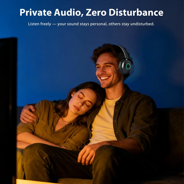 Alt view image 7 of 7 - Wireless Headphones for TV, TV Headphones, Headphone for TV, Over Ear No Delay Wireless Headset with Transmitter Charging Base, 3 Audio Modes for Seniors, Gifts for Parents/Elderly