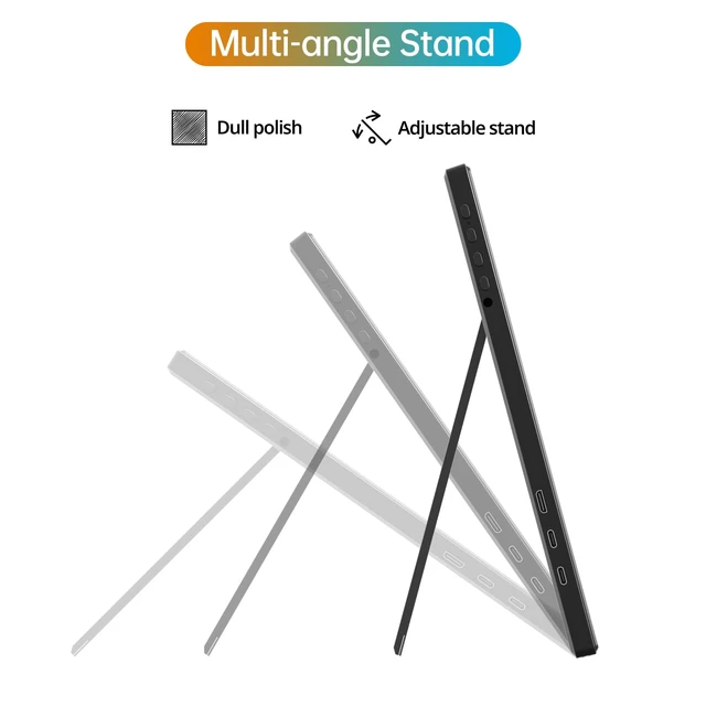 Alt view image 4 of 7 - 16" Portable Monitor FHD 1200P HDMI/USB-C Plug Travel External Monitor Ultra-Slim IPS Display, Dual Speakers, Foldable Stand, VESACompatible, For Laptops, PCs, Phones & Gaming Box