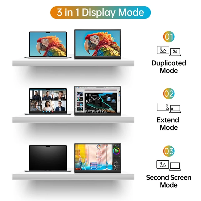 Alt view image 7 of 7 - 16" Portable Monitor FHD 1200P HDMI/USB-C Plug Travel External Monitor Ultra-Slim IPS Display, Dual Speakers, Foldable Stand, VESACompatible, For Laptops, PCs, Phones & Gaming Box