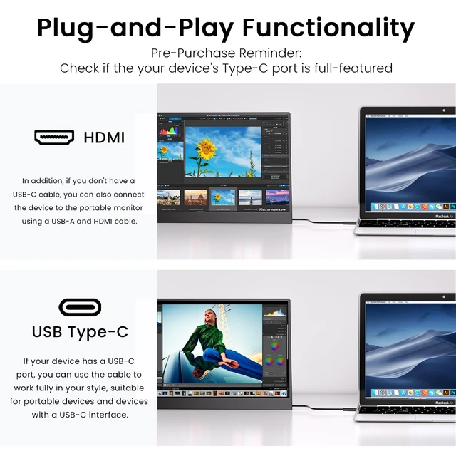 Alt view image 3 of 7 - 14 Inch Portable Monitor Ultra-Slim External Second Monitor for Laptop Ultra-Slim External Second Monitor for Laptop, Phone, PS5, Xbox, Switch, PC