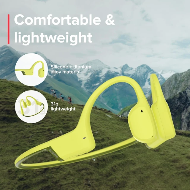 Alt view image 3 of 7 - Sonic Open-Ear Bluetooth Bone Conduction Sports Headphone, Lime Wireless Headset, Enhanced Bass, 10H Playtime, Fast Charging, Built-in Dual Mics, IP55 Sweat&Water Resistant, Lightweight