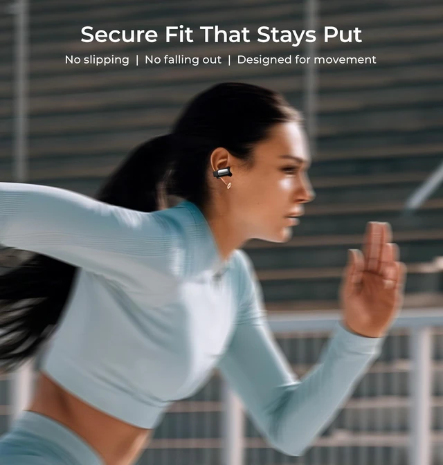 Alt view image 5 of 7 - Open-Ear Wireless Earbuds with Smart LED Display Case, Clip On Earbuds All-Day Comfort & Situational Awareness, Case Control for Volume, EQ, Music, Find My Earbuds & Camera, Timer (Black)