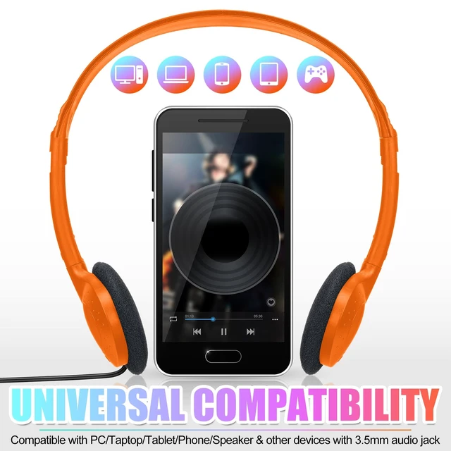 Alt view image 4 of 7 - 48 Pack Headphones for Classroom,Classic,Blue, Purple, Orange, Yellow