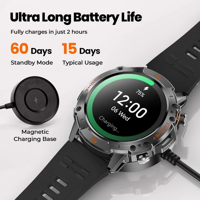 Alt view image 7 of 7 - Outdoor Smart Watch for Men, 1.43" AMOLED,5ATM Waterproof,170+ Sports Modes Round Health Fitness Tracker Watch, Tactical Military Smartwatch Compatible with iPhone Android