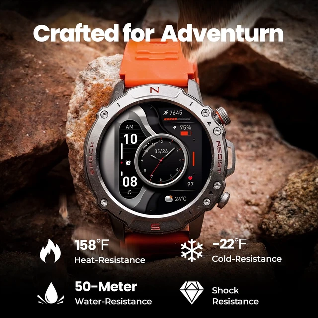 Alt view image 2 of 7 - Running Smart Watch for Men, 1.43" AMOLED,5ATM Waterproof,170+ Sport Modes Round Health Fitness Tracker Watch, Tactical Military Smartwatch Compatible with iPhone Android