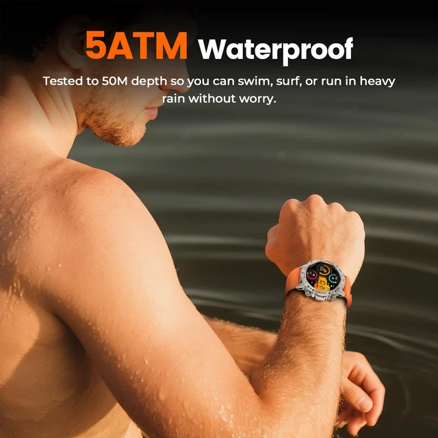 Alt view image 5 of 7 - Running Smart Watch for Men, 1.43" AMOLED,5ATM Waterproof,170+ Sport Modes Round Health Fitness Tracker Watch, Tactical Military Smartwatch Compatible with iPhone Android
