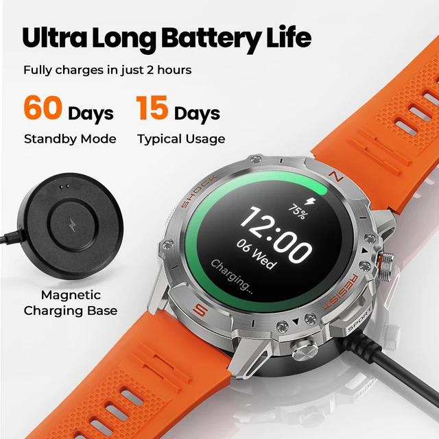 Alt view image 7 of 7 - Running Smart Watch for Men, 1.43" AMOLED,5ATM Waterproof,170+ Sport Modes Round Health Fitness Tracker Watch, Tactical Military Smartwatch Compatible with iPhone Android