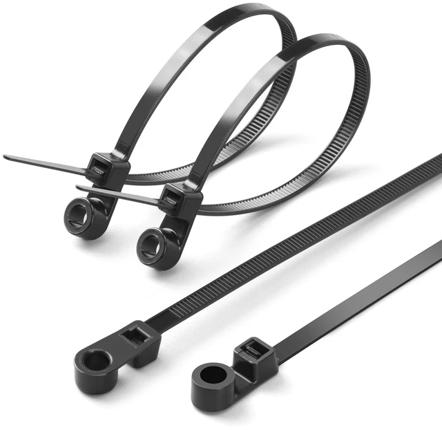 Main image of 1000 PCS Black Zip Ties with Screw Hole 7.5 Inch, 75lbs Mountable head Cable Tie, Multipurpose Heavy Duty Nylon Zip Tie for Indoor & Outdoor Use