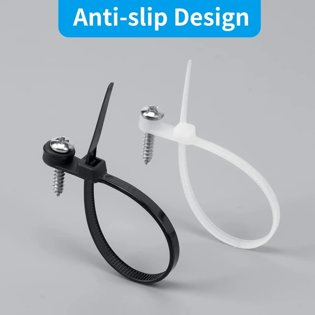 Alt view image 2 of 6 - 1000 PCS Black Zip Ties with Screw Hole 7.5 Inch, 75lbs Mountable head Cable Tie, Multipurpose Heavy Duty Nylon Zip Tie for Indoor & Outdoor Use