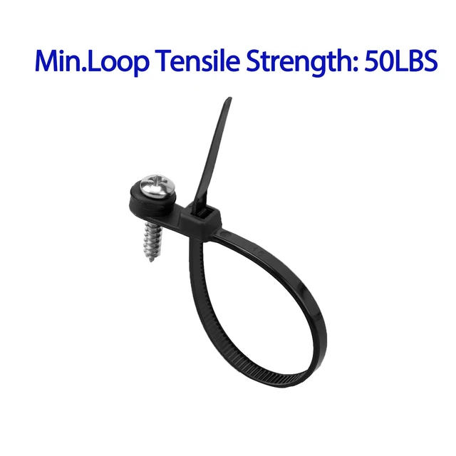 Alt view image 3 of 6 - 1000 PCS Black Zip Ties with Screw Hole 7.5 Inch, 75lbs Mountable head Cable Tie, Multipurpose Heavy Duty Nylon Zip Tie for Indoor & Outdoor Use