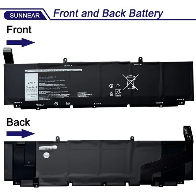 Alt view image 3 of 6 - 97Wh XG4K6 Battery for Dell XPS 17 9700 9710 9720 9730 Precision 5750 6-Cell 11.4V 8071mAh; Battery Replacement for Dell Precision 5760 5770 P92F P92F001 P92F003; 01RR3 001RR3 F8CPG KVPMY KRDHV