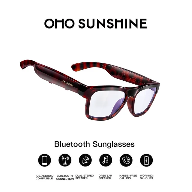 Alt view image 2 of 7 - Open Ear Smart Glasses, UV400 Z87.1 Lightweight Audio Bluetooth Glasses Up to 10H Playtime, Hands-Free Calling, Music Playback, Voice Control, Blue Light Blocking Lens, Unisex for Daily & Outdoor