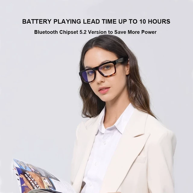 Alt view image 4 of 7 - Open Ear Smart Glasses, UV400 Z87.1 Lightweight Audio Bluetooth Glasses Up to 10H Playtime, Hands-Free Calling, Music Playback, Voice Control, Blue Light Blocking Lens, Unisex for Daily & Outdoor