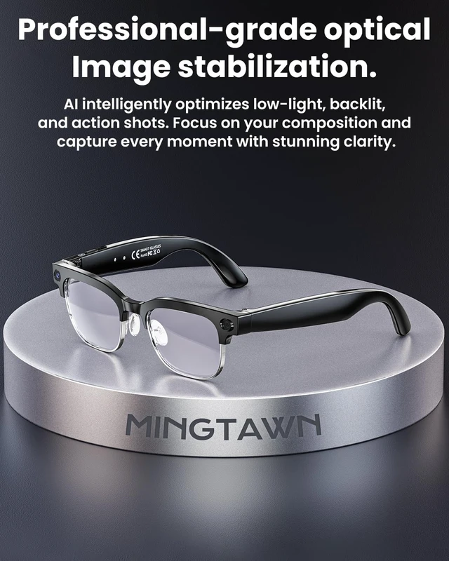 Alt view image 3 of 6 - AI Smart Glasses 8MP Anti-Shake Camera Glasses, 290mAh, BT Call, 4K HD Camera with Video Recording Dual Mic, Simultaneous Interpretation/GPT Identify ObjectsBlue Light