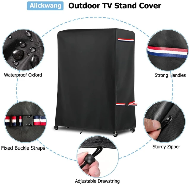 Alt view image 3 of 7 - Weatherproof 70-75Inch Outdoor TV Stand Cover for Rolling/Mobile Stand Heavy Duty 600D Durable TV Trolley Cover with Zipper,Tear-Resistant Courtyard TV Cover,68"Lx15"Wx55"H,Black