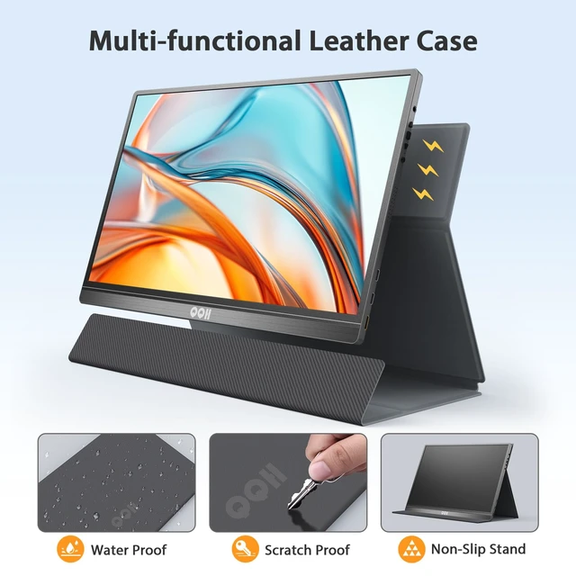 Alt view image 5 of 7 - Portable Monitor, 15.6" FHD IPS 1080P USB C Travel Monitor for Laptop Plug and Play, Ultra-Slim HDR Second Screen for Laptop, Mac, Phone, Xbox, PS5/4, Built-in Speaker with Protective Case