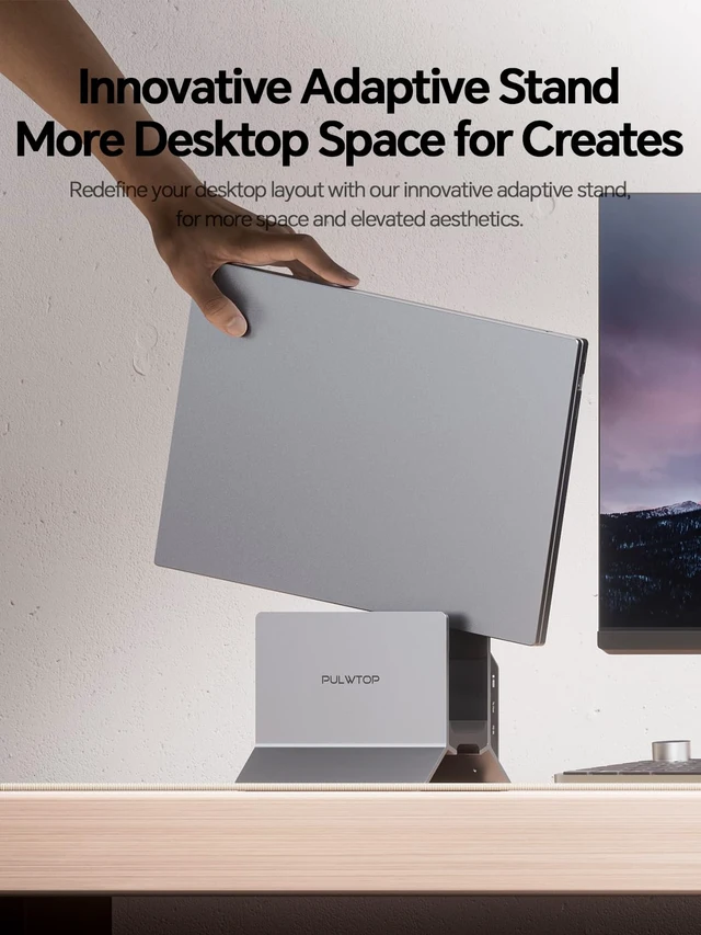 Alt view image 5 of 7 - USB C Docking Station Dual Monitor 4K@60Hz, Laptop Dock with Vertical Stand 11-in-1 Laptop Docking Station with 2HDMI, 5 USB 10Gbps, Gigabit Ethernet, PD for Home & Office (Windows Only), Gray