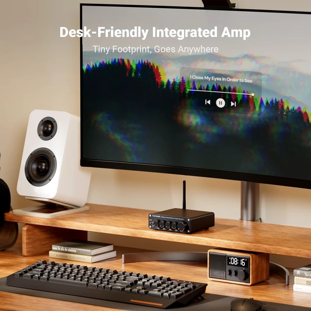 Alt view image 2 of 7 - BT30D Bluetooth 5.0 Stereo Audio Receiver Amplifier 2.1 Channel Mini Hi-Fi Class D Integrated Amp 50 Watt x2+100 Watt for Home Outdoor Passive Speakers/Subwoofer Powered Subwoofer