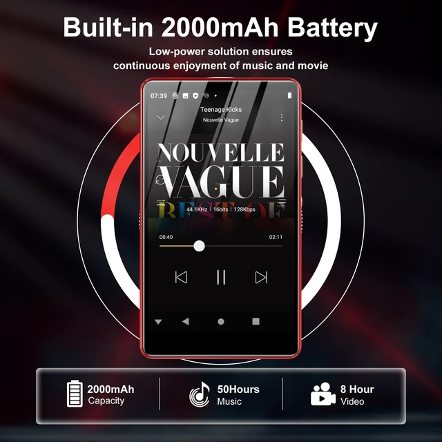Alt view image 3 of 7 - 80GB Music Player, MP4 MP3 Player with Bluetooth and WiFi with 4-inch IPS Touch Screen Digital Audio Players, M503 Pro Spotify Player with Music, Audible, Chrome Browser, Support Up 512GB Red