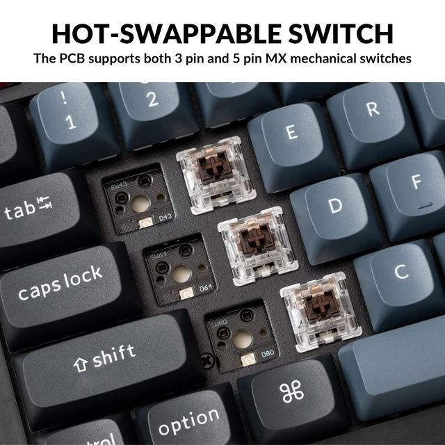 Alt view image 2 of 7 - V6 Wired Custom Mechanical Keyboard, Full-Size QMK/VIA Programmable Macro with Hot-swappable K Pro Brown Switch Compatible with Mac Windows Linux (Frosted Black-Translucent)