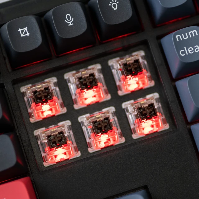 Alt view image 5 of 7 - V6 Wired Custom Mechanical Keyboard, Full-Size QMK/VIA Programmable Macro with Hot-swappable K Pro Brown Switch Compatible with Mac Windows Linux (Frosted Black-Translucent)