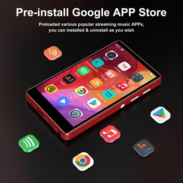 Alt view image 4 of 7 - 80GB Music Player, MP4 MP3 Player with Bluetooth and WiFi with 4-inch IPS Touch Screen Digital Audio Players, M503 Pro Spotify Player with Music, Audible, Chrome Browser, Support Up 512GB Red