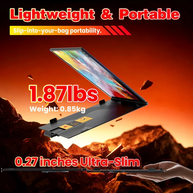 Alt view image 7 of 7 - Laptop Screen Extender, 14" FHD 1080P Portable Travel Monitor Ultra Thin 0.27", Fit 13-17" Laptop, Plug & Play, One cable connect, Screen Extender for Win/Mac/Chrome/Switch/Android