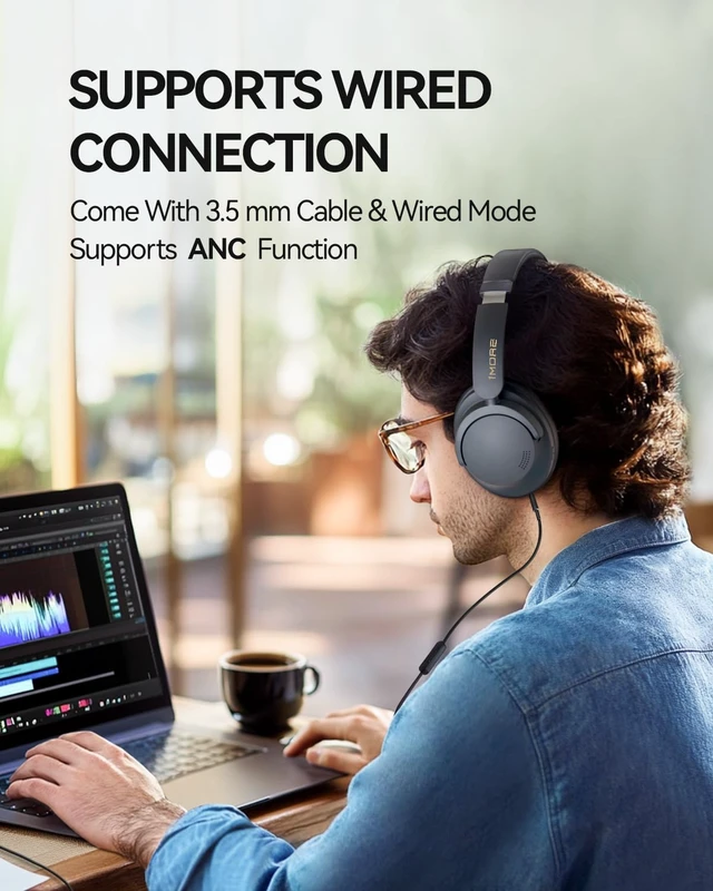 Alt view image 7 of 7 - SonoFlow Pro Over Ear Headphones, 100H ANC Headphones with LDAC Hi-Res Wireless Audio,Bluetooth 5.4,QuietMax ANC, Comfortable Fit,Clear Calls,100H Playtime,Wired Mode,APP, Fast Charging
