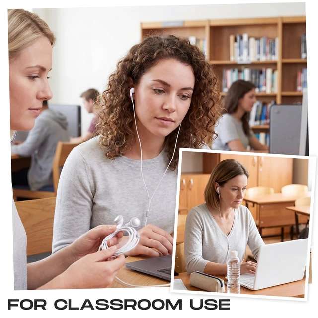 Alt view image 5 of 7 - 200 Pack Earbuds Bulk Classroom Headphones Wired Earphones, White School Ear Buds, 3.5mm, 90cm TPE Cord, No Mic, Laptop Computer Lab Library Testing Use, Individually Wrapped