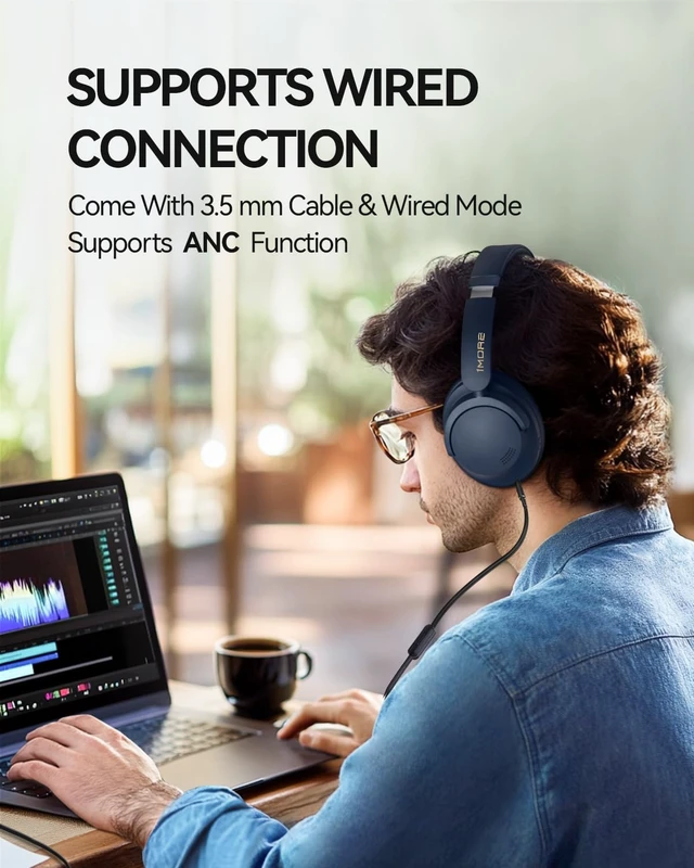 Alt view image 5 of 7 - SonoFlow Pro Over Ear Headphones, 100H ANC Headphones with LDAC Hi-Res Wireless Audio,Bluetooth 5.4,QuietMax ANC, Comfortable Fit,Clear Calls,100H Playtime,Wired Mode,APP, Fast Charging