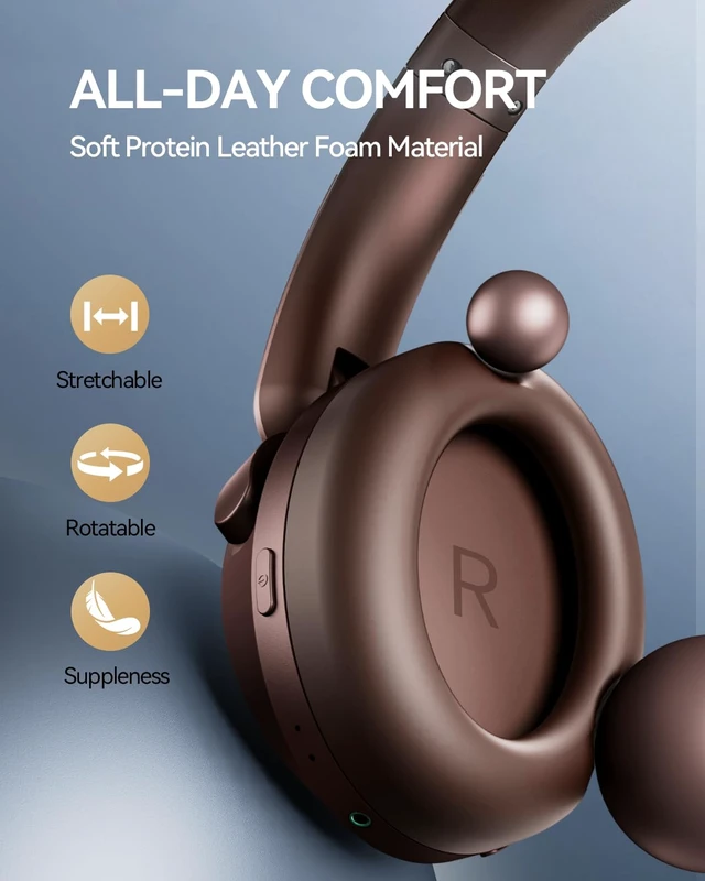 Alt view image 6 of 7 - Over Ear Bluetooth Headphones, Noise Cancelling Headphones with LDAC Hi-Res Wireless Audio,Bluetooth 5.4,QuietMax ANC, Comfortable Fit,Clear Calls,100H Playtime,Wired Mode,APP, Fast Charging