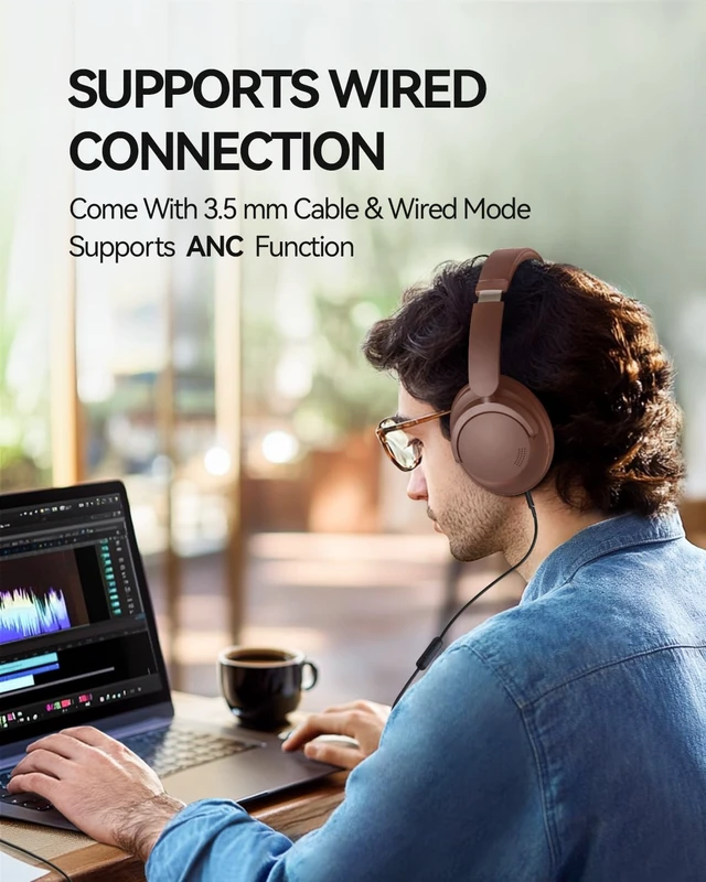 Alt view image 7 of 7 - Over Ear Bluetooth Headphones, Noise Cancelling Headphones with LDAC Hi-Res Wireless Audio,Bluetooth 5.4,QuietMax ANC, Comfortable Fit,Clear Calls,100H Playtime,Wired Mode,APP, Fast Charging
