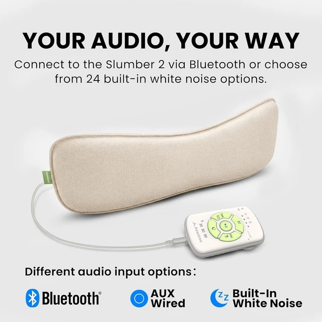 Alt view image 3 of 7 - Slumber 2 - Bluetooth Pillow Speaker for Side Sleepers 4 Ultra-Flat Speakers, White Noise, Remote Control & Sleep Timer, Soft Design for Sleeping, Podcasts & Audiobooks, Beige