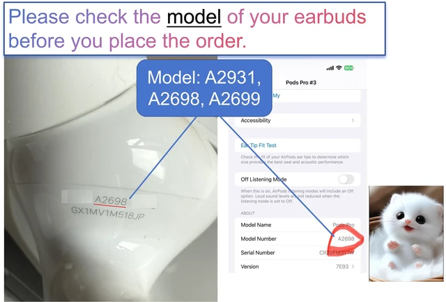 Alt view image 3 of 6 - Genuine A2699, One Left Ear Side Replacement Only, OEM Single Left Earbuds, A2698, for Air Pro (2nd Generation) Lightning Version, Compatible with Original Pods Pro 2 Case EarPads, Not New